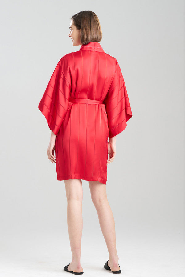 Natori Sheer Stripe Jacquard Wrap Brocade Red