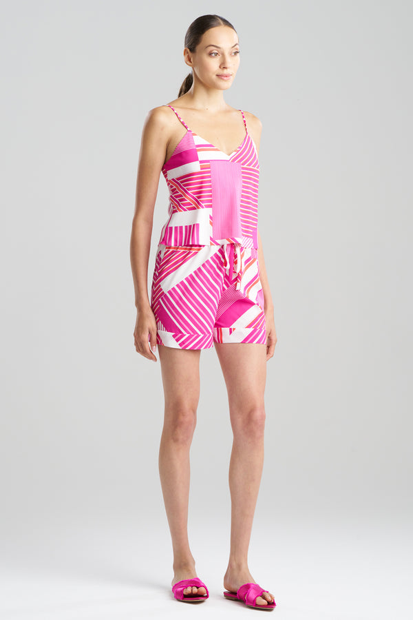 Natori Shima Cami PJ Fuchsia/White