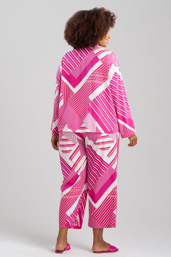 Natori Shima Notch PJ Fuchsia/White