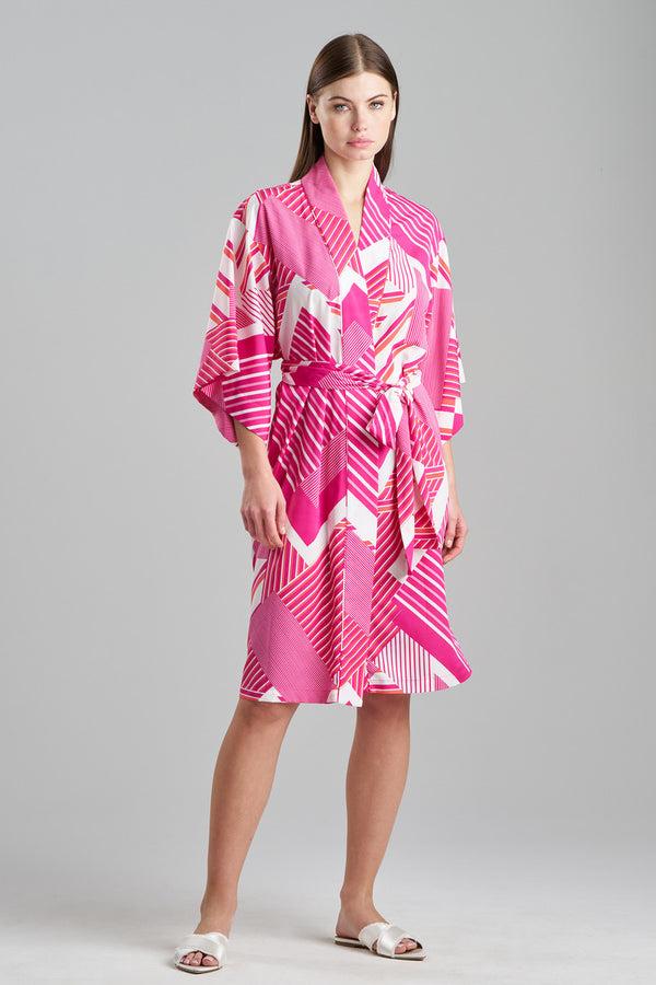 Natori Shima Wrap Fuchsia/White