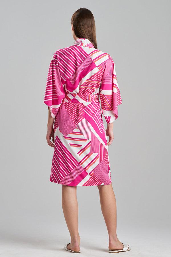 Natori Shima Wrap Fuchsia/White