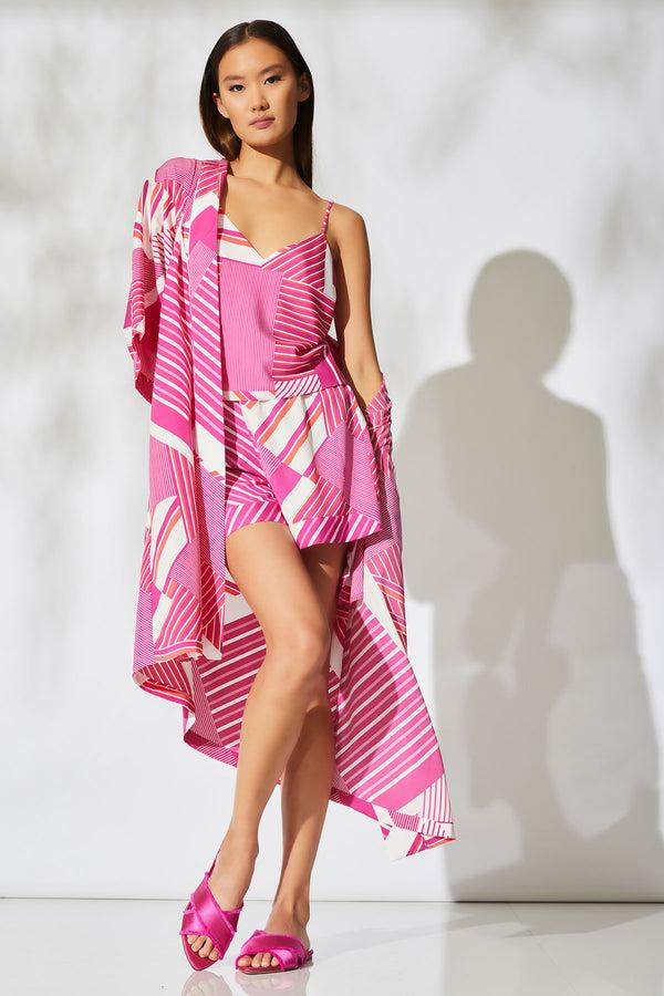natori Shima Wrap Fuchsia/White