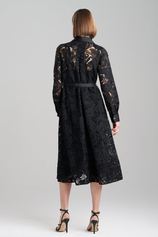 Natori Shinrin Lace Trapeze Shirtdress Black