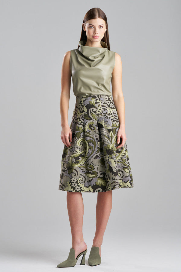 Natori Shinrin Paisley Jacquard Pleated Skirt Sage