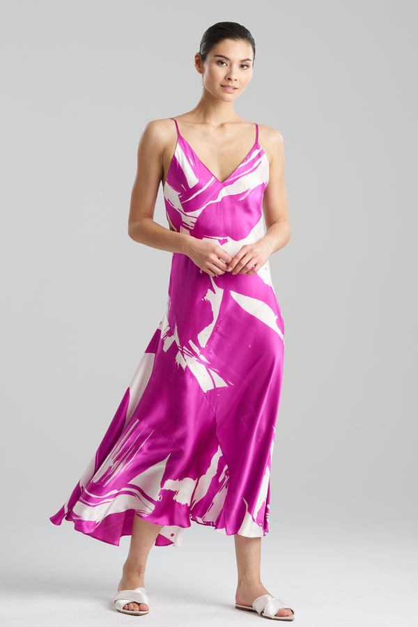natori Shodo Silk Slip Dress Hot Pink