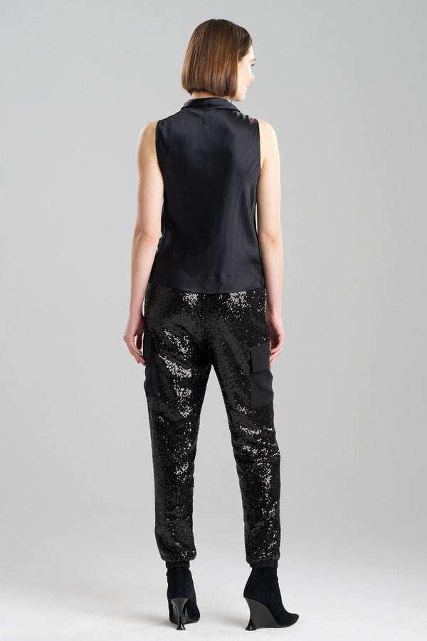 Natori Silk Charmeuse Funnel Top Black