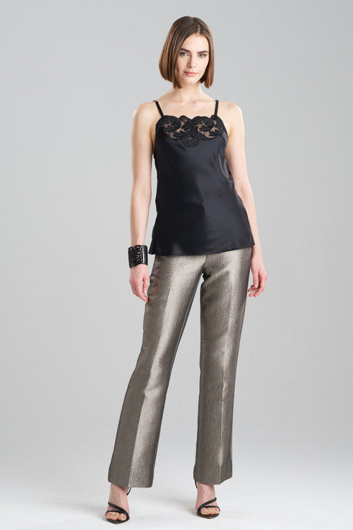 natori Silk Charmeuse Lace Cami Black