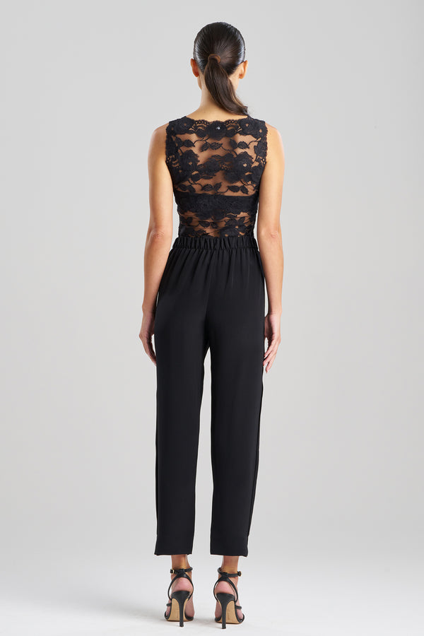 Natori Silk Crepe Tapered Pants Black