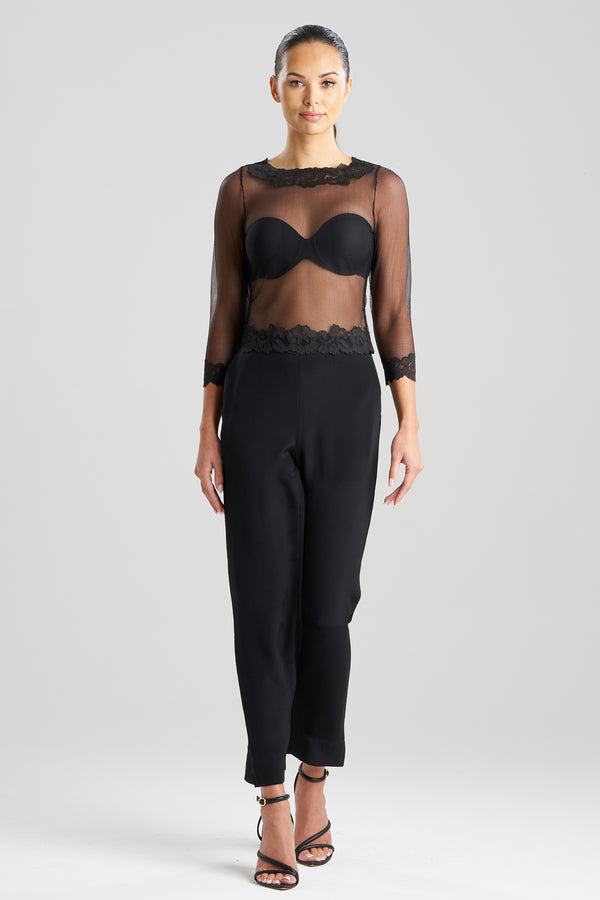 Natori Siren Longsleeve Crop Top Black