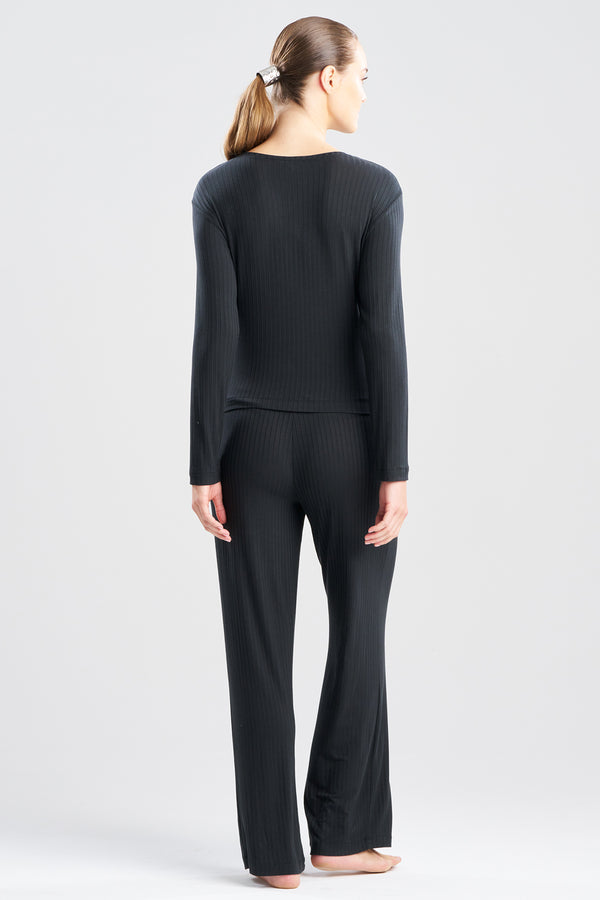 Natori Skye Rib Ease Long Sleeve Top Black