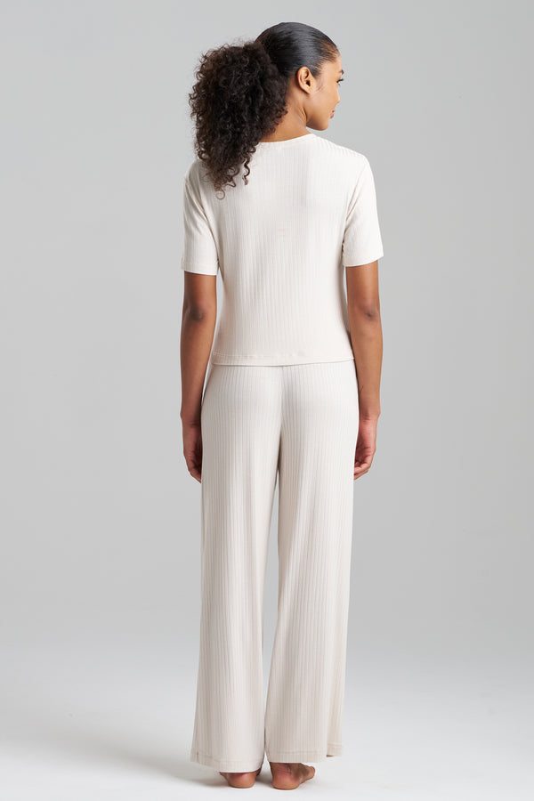 Natori Skye Rib Ease Short Sleeve Top Ecru