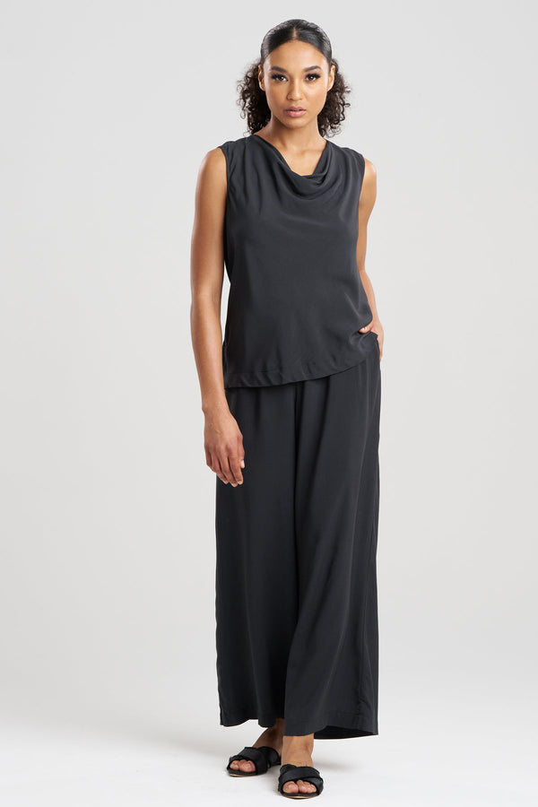 natori Sleek Silk Modal Cowl Top PJ Black