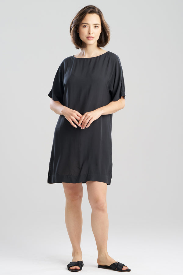 natori Sleek Silk Modal Sleepshirt Black