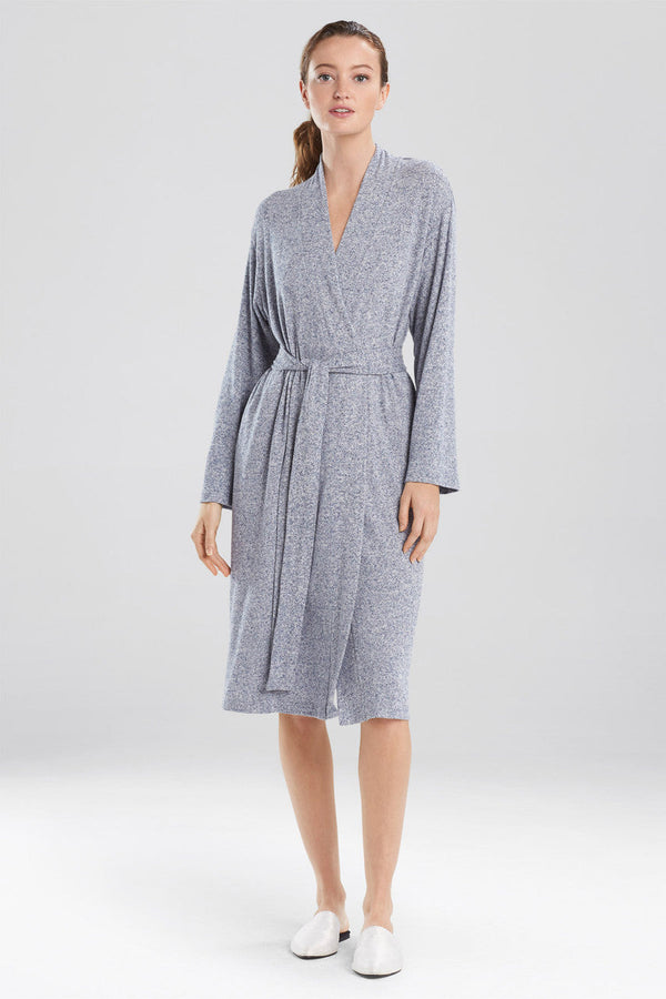 natori Soho Brush Robe Heather Night Blue