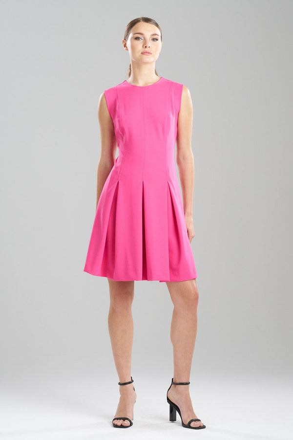 Natori Solid Knit Crepe Pleated Dress Magenta