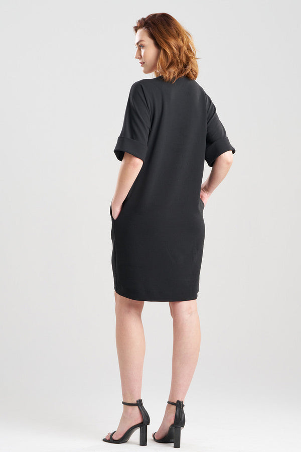 Natori Solid Knit Crepe T-Shirt Dress Black
