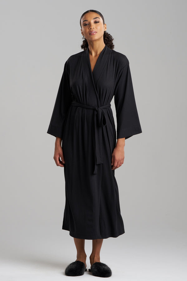 natori Soothe Rib Robe Black