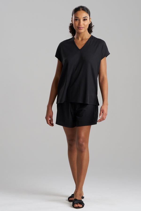 natori Soothe Rib T-Shirt Short Set Black