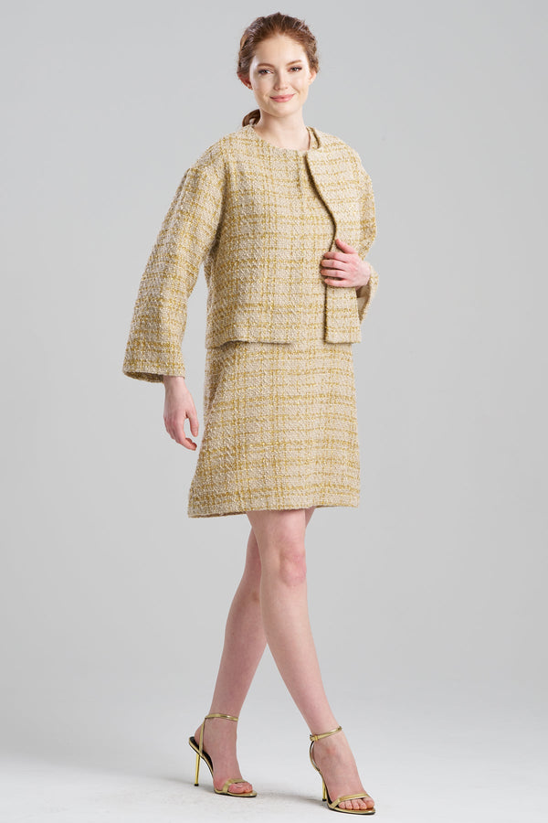 Natori Sparkle Tweed Cropped Jacket Champagne