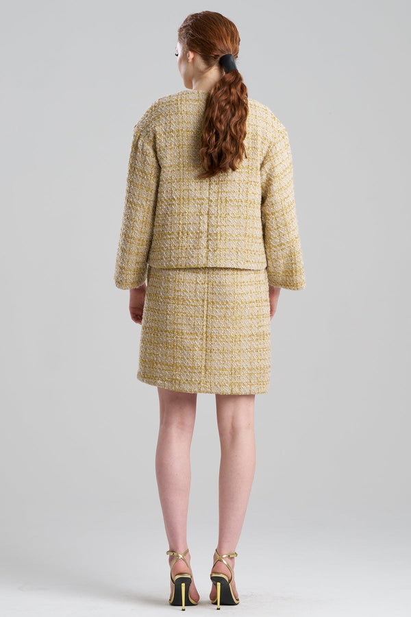 Natori Sparkle Tweed Cropped Jacket Champagne