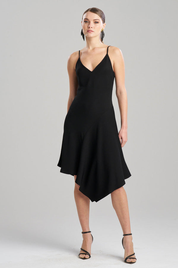 natori Stretch Crepe Asymmetric Dress Black