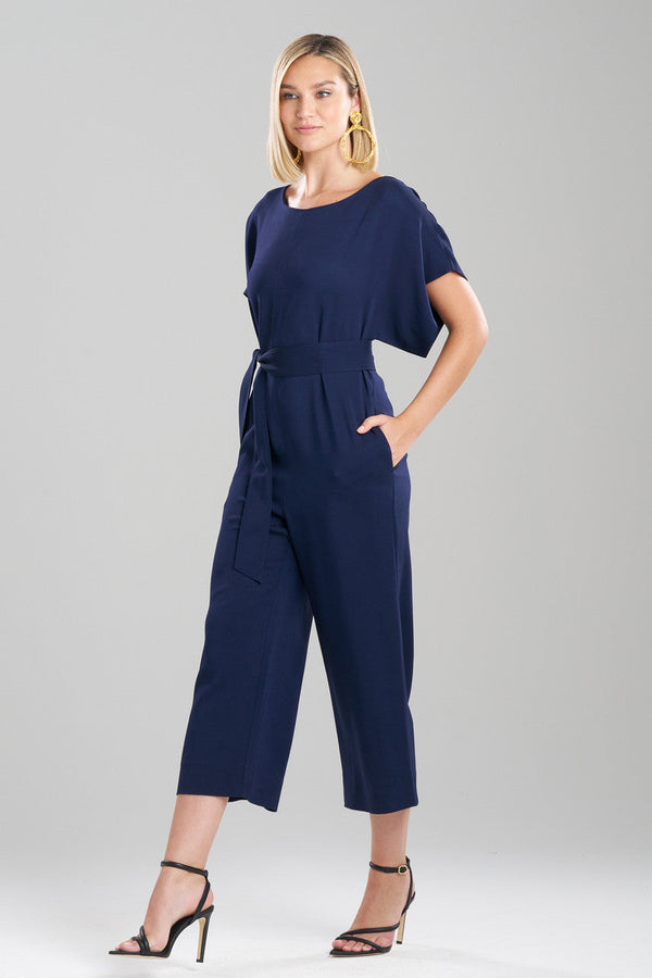 Natori Stretch Crepe Jumpsuit Midnight Navy