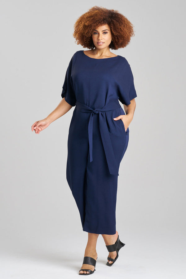 Natori Stretch Crepe Jumpsuit Midnight Navy