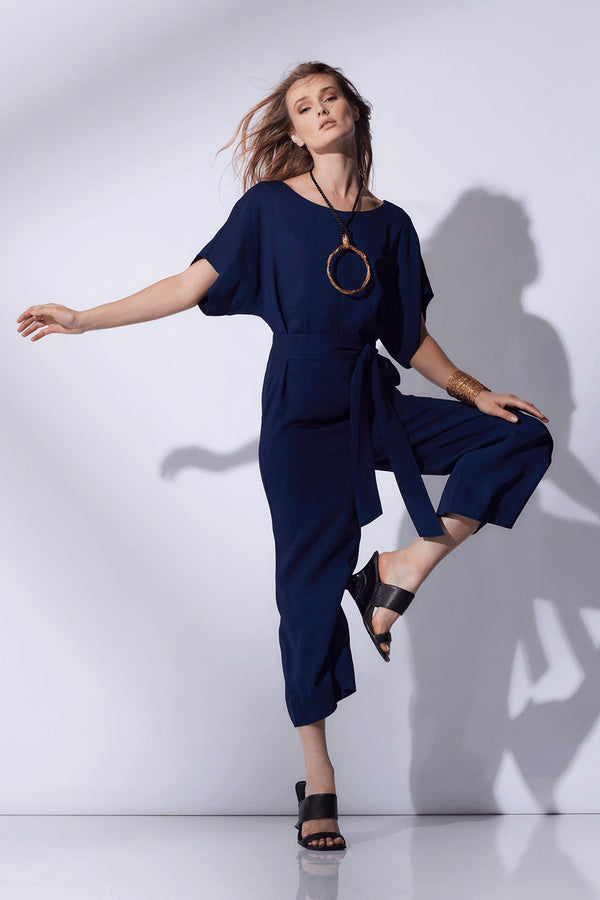 natori Stretch Crepe Jumpsuit Midnight Navy
