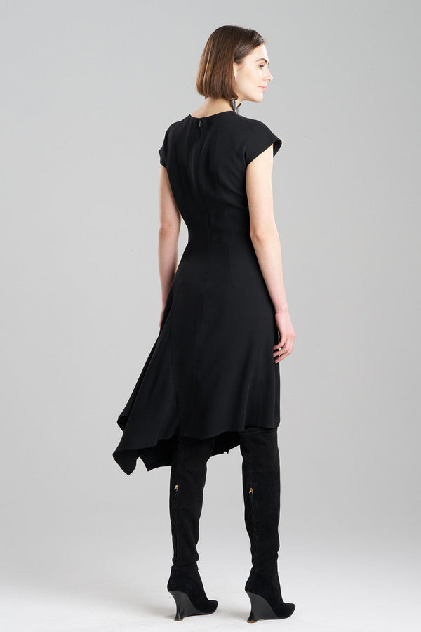 Natori Stretch Crepe Side Drape Dress Black