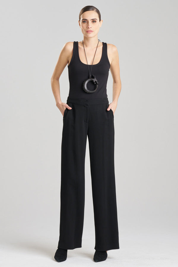 Natori Stretch Crepe Straight Leg Pants Black