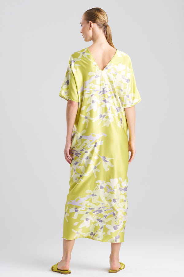 Natori Sumi-E Caftan Chartreuse