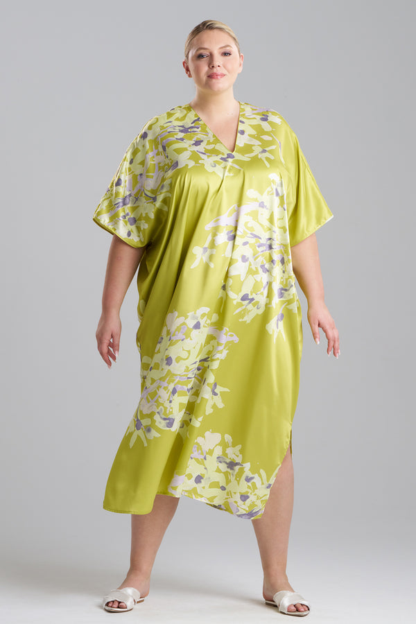 Natori Sumi-E Caftan Chartreuse