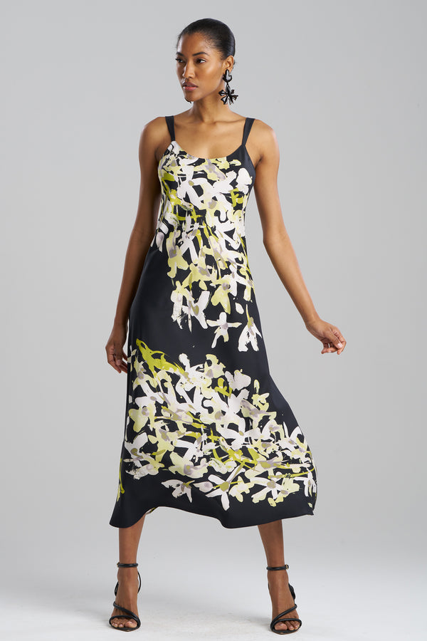 natori Sumi-E Slip Dress Black