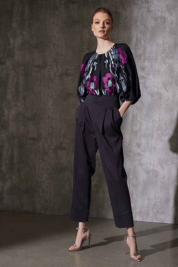 Natori Suzani Jacquard Top Black Multi