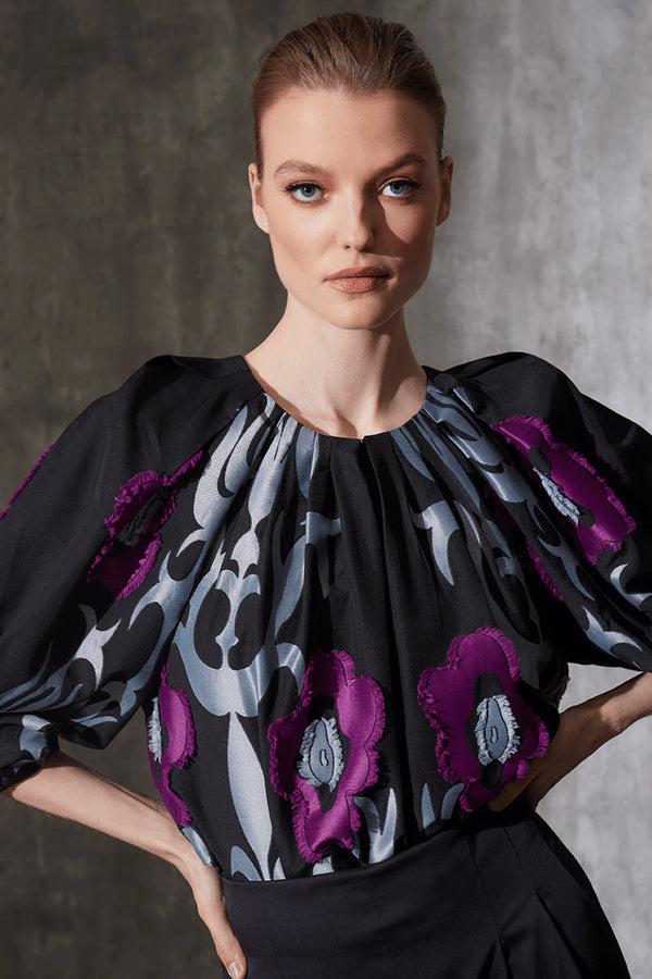 Natori Suzani Jacquard Top Black Multi