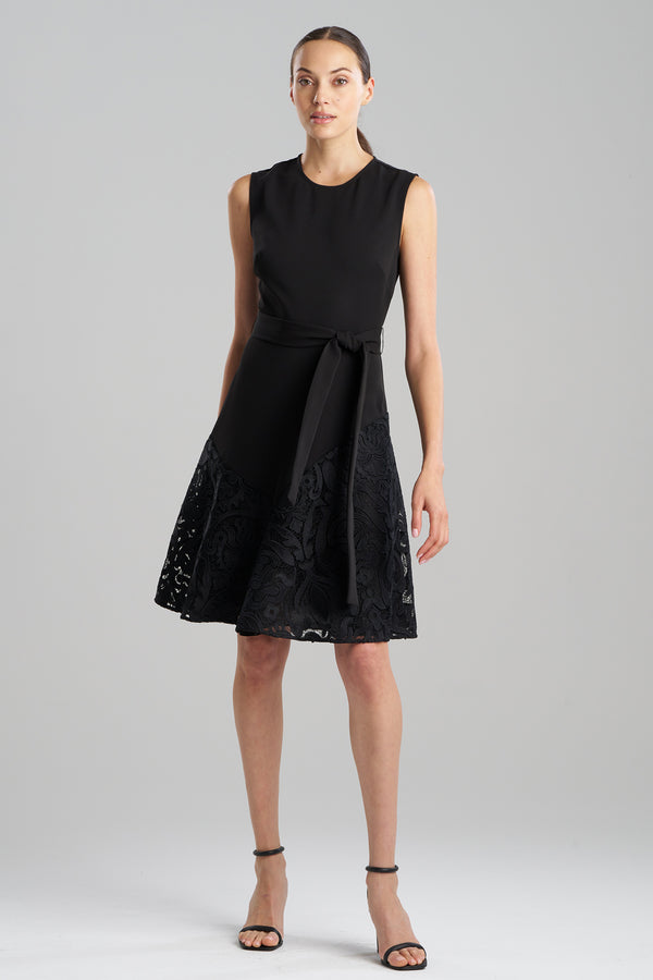 natori Suzani Lace Flare Dress Black