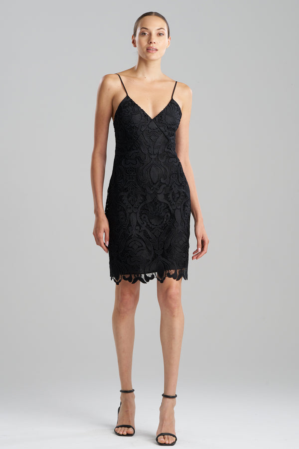 natori Suzani Lace Slip Dress Black