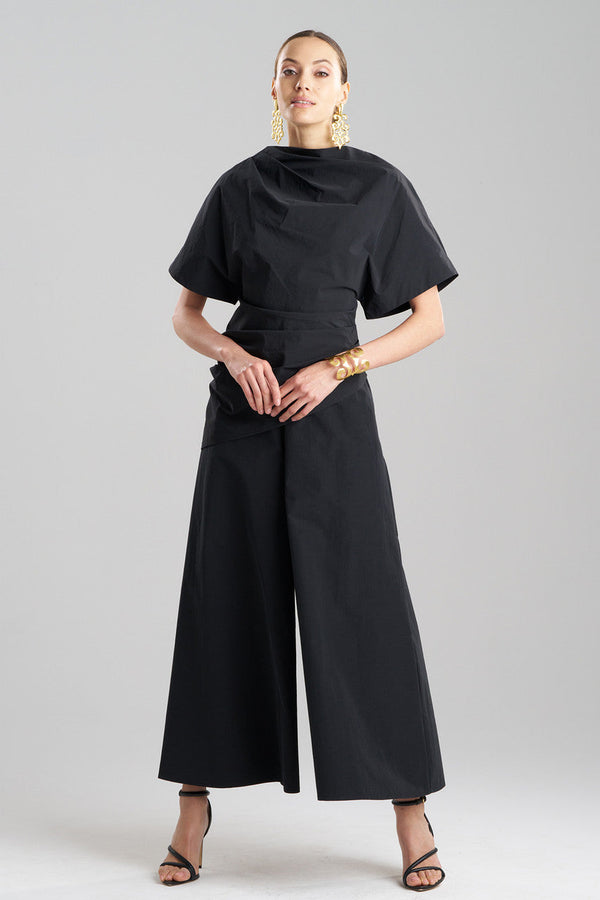 natori Taffeta Draped Top Black