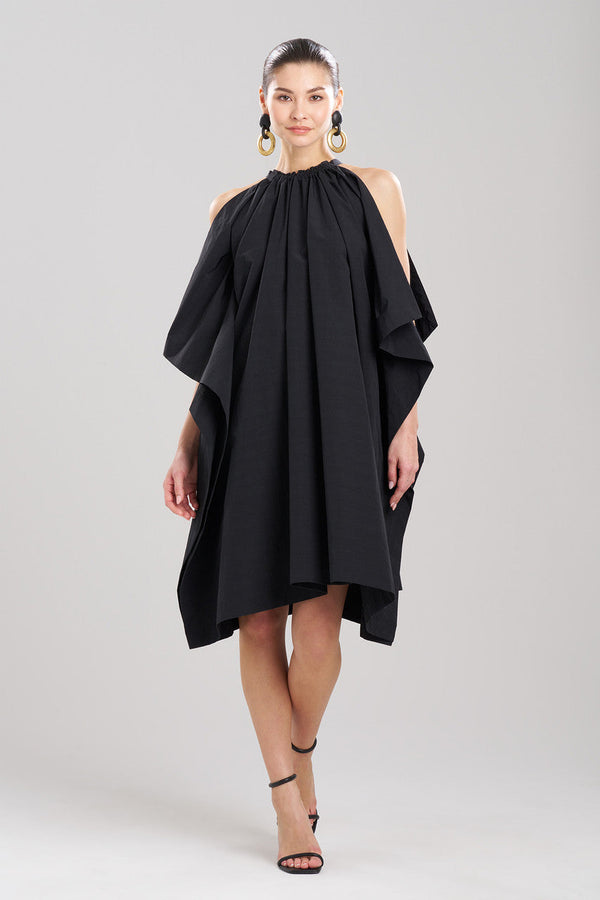 natori Taffeta Handkerchief Dress Black
