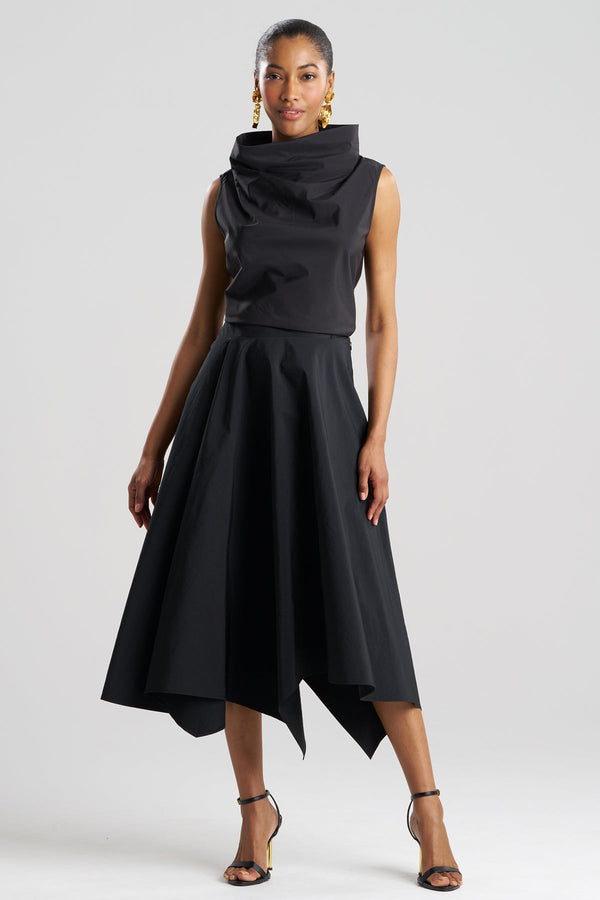 natori Taffeta Origami Maxi Skirt Black