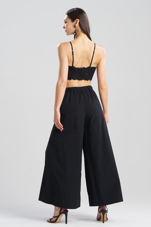 Natori Taffeta Palazzo Wide Leg Pants Black