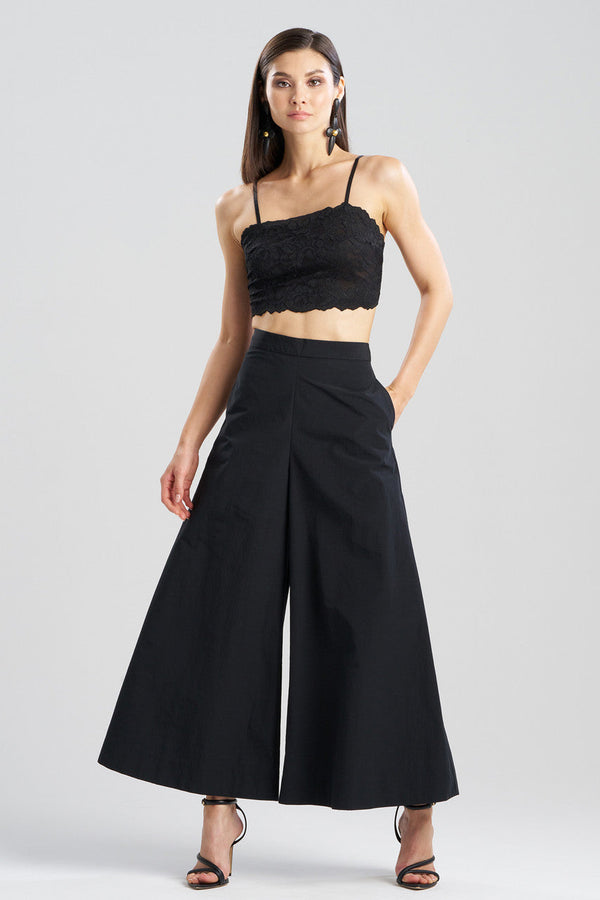 natori Taffeta Palazzo Wide Leg Pants Black