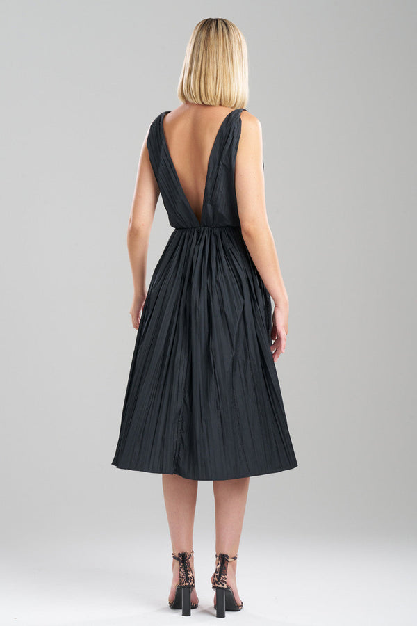 Natori Taffeta Plisse A-line Dress Black