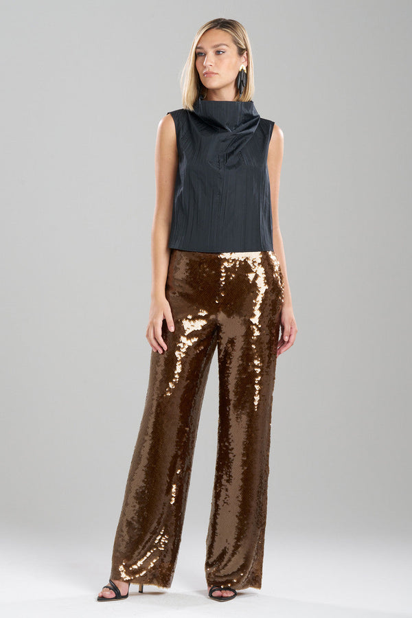 Natori Taffeta Plisse Cowl Top Black