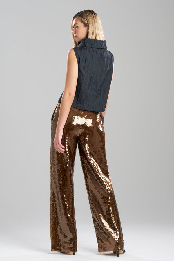 Natori Taffeta Plisse Cowl Top Black