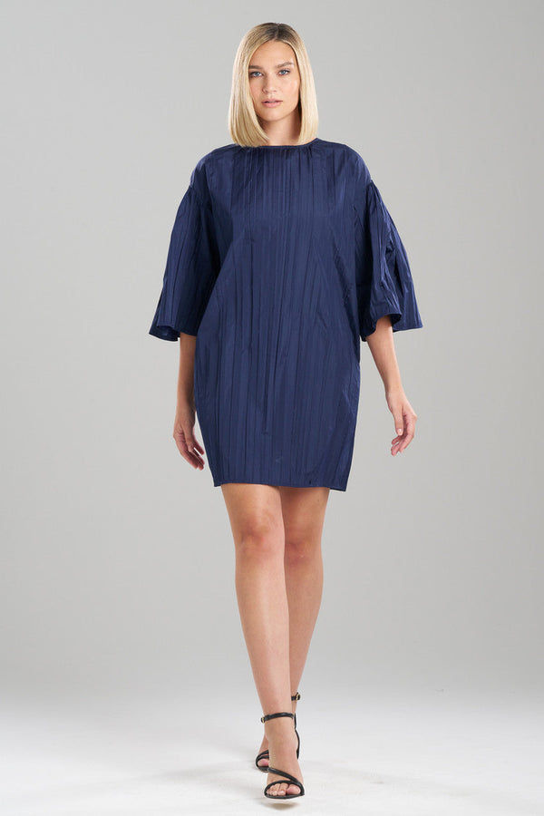 Natori Taffeta Plisse Dress Midnight Navy