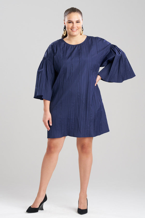 Natori Taffeta Plisse Dress Midnight Navy