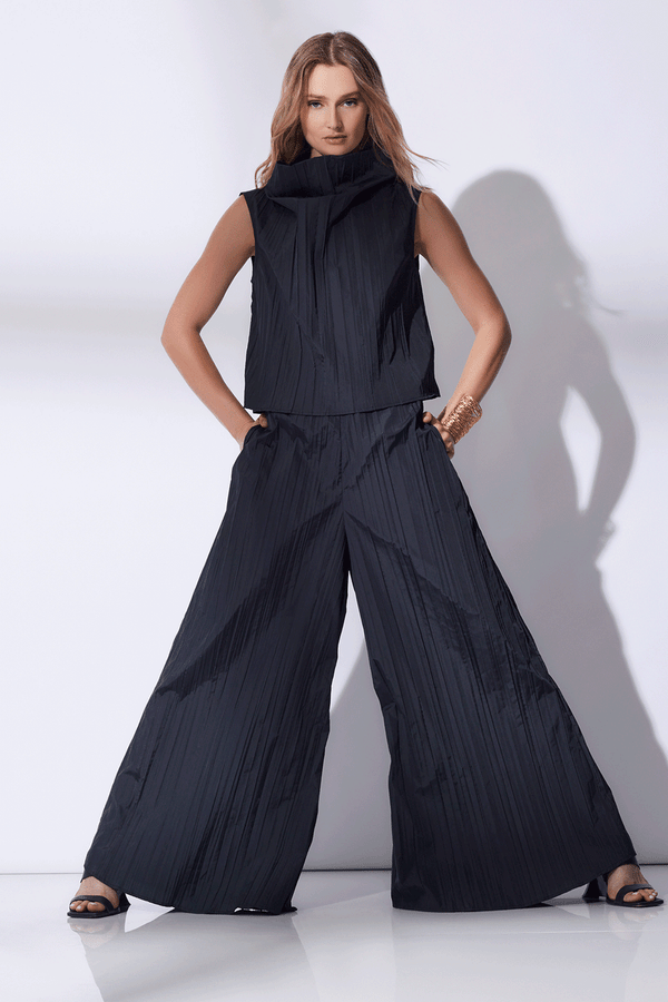 Natori Taffeta Plisse Pants Black