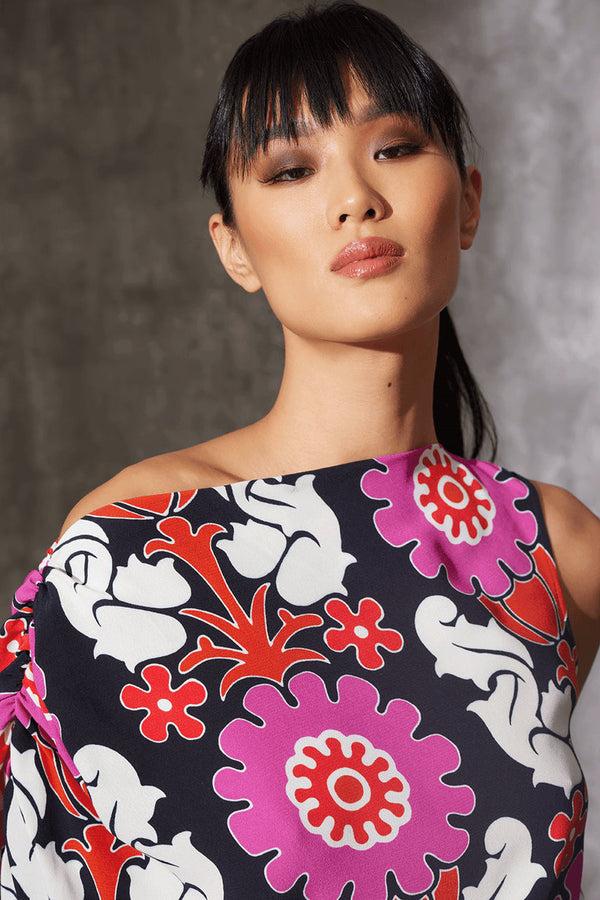 Natori Talitha Crepe Sleeveless Drape Top Black