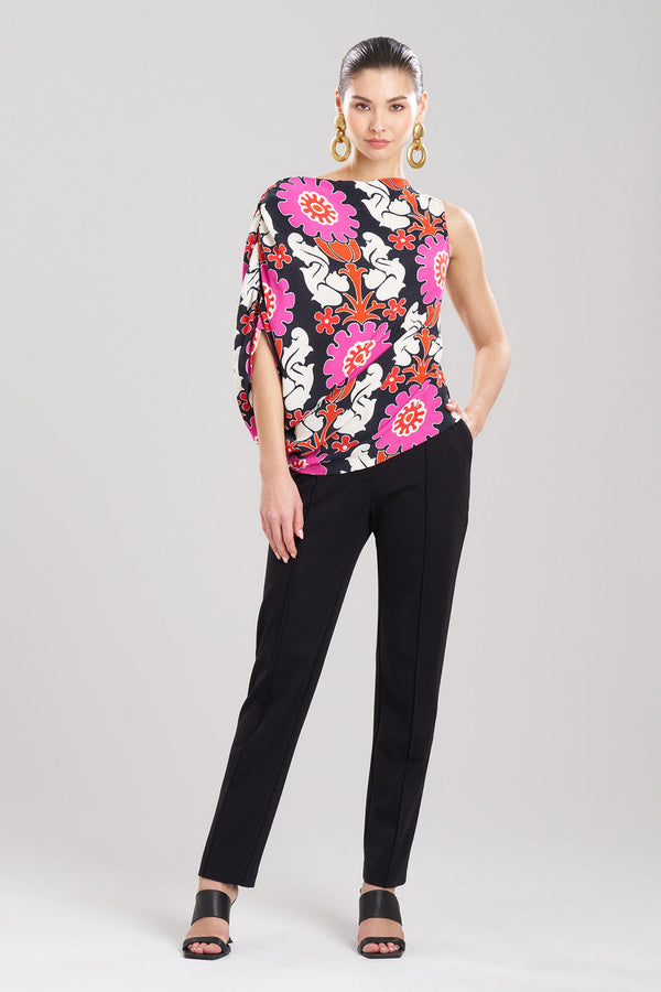 natori Talitha Crepe Sleeveless Drape Top Black